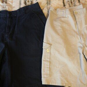 2 shorts united states polo assoc. and nautica jeans co. both 34 beige cargo